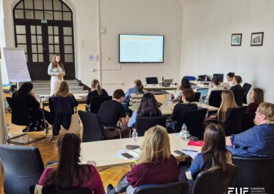 Katalin Nemeth facilitating a session during the Erasmus KA1 Mobility Management training